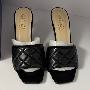 Rouge Helium Black Quilted Mules